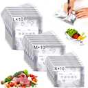 Reusable Aluminum Foil Sealable Storage Bags, Thicken Stand Up Foil Sealable Bags with Label and Zip Lock,Aluminum Foil Bags Food Storage for Vegetables Fruits Meat Seafood & Meal Prep(30Pcs/3 Sizes)