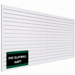 Slat Wall Paneling 4x8 ft Garage Organizer Storage Systems, Heavy Duty PVC Slatwall Panels for Garage Organizer Product, PVC Wall Mounted Tool Storage Slate Board for Home and Workshop (White)