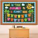 Containlol Summer Bulletin Board Set Hawaii T-shirt Classroom Decorations Tropical Coconut Tree Paper Cutouts for Summer Beach Aloha Back to School Classroom Door Wall Supplies 2 Pack