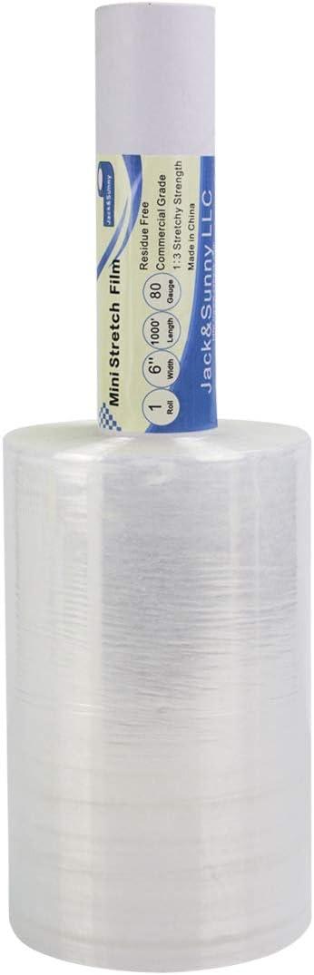 Clear Stretch Wrap 6"1000' Plastic Wrap Roll for Moving Shipping Wrap,Industrial Strength Shrink Packing Wrap Heavy Duty Stretch Film with Handle
