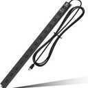 12 Outlet Surge Protector Metal Power Strip, 1800J Mountable Power Outlet, Heavy Duty Workshop Metal Power Strip for Commercial, Industrial, School and Home,15A 125V 1875W (6FT) (Black)