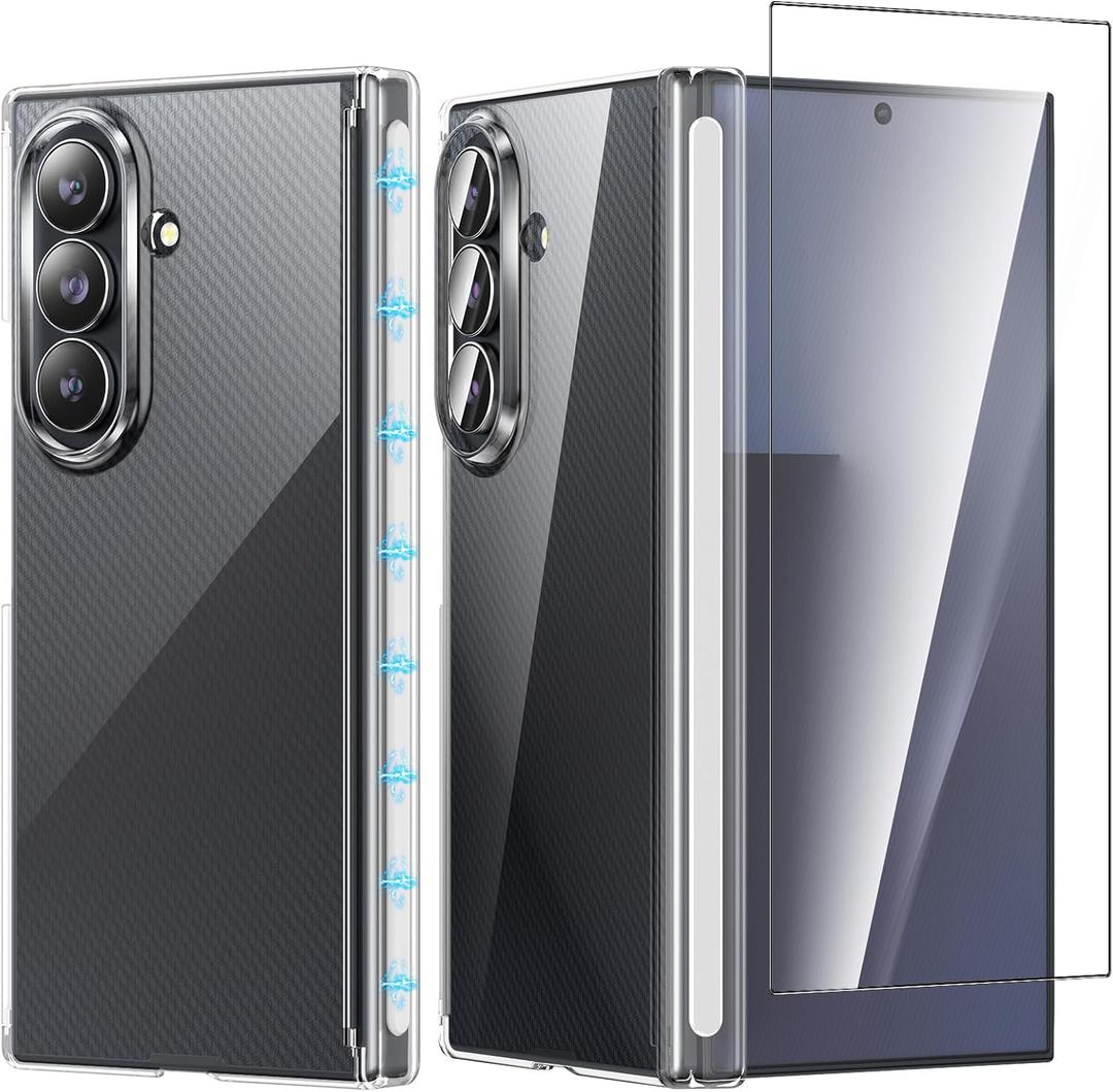 Foluu Clear Case for Samsung Galaxy Z Trifold with Front Tempered Glass Screen Protector - Scratch Resistant Hard PC Back Bumper Protective Shockproof Cover for Galaxy Z Trifold 2026