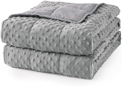 Mr. Sandman Weighted Blanket for Adults Queen, Minky Dots Heavy Blanket for Woman,Man Sleeping/Calm, Soft, Cozy and Cooling Weighted Throw Blankets, Machine Washable, 60 x 80in, 15 Pounds, Grey