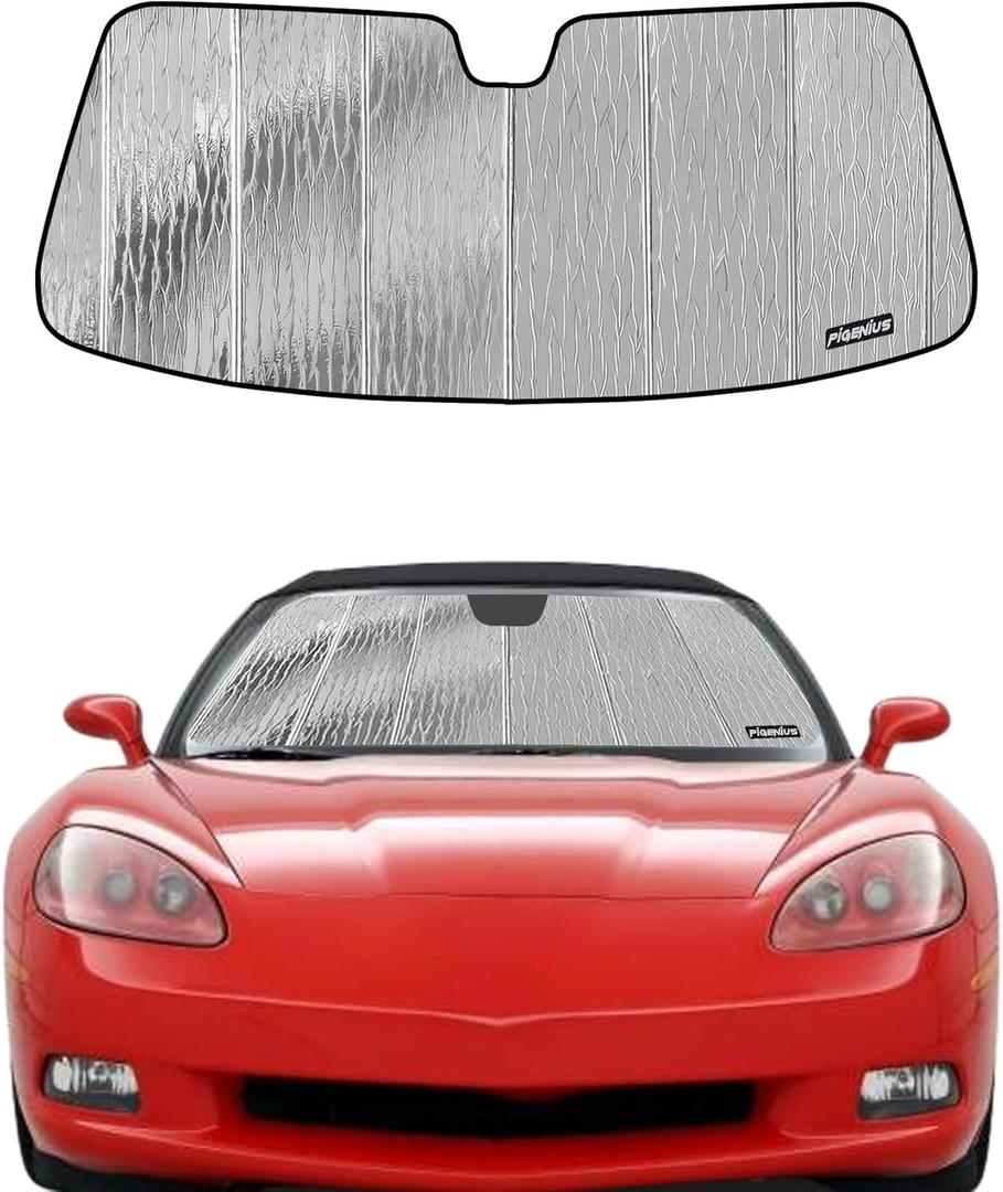 Windshield Sunshade for Chevy Corvette C6 2009-2013, Reversible Silver/Black (AstraGuard)