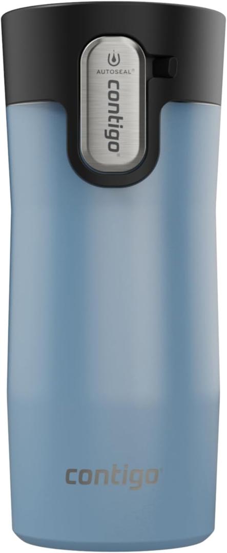 Contigo AUTOSEAL West Loop Vacuum-Insulated Stainless Steel Travel Mug with Easy-Clean Lid, 12oz, Glacier Frosted Pearl (12oz (Single Pack))
