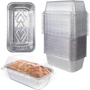 Disposable Loaf Pans With Lids Bakeware Set, 2lb, 30 Pack, 8.5x4.5 Heavy Duty Aluminum Foil Bread pan, Perfect for Bakery & Homemade Bread