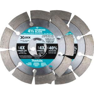 Makita E-07200 X-Lock 4-1/2" Segmented Diamond Blade for Masonry Cutting, 2/pk