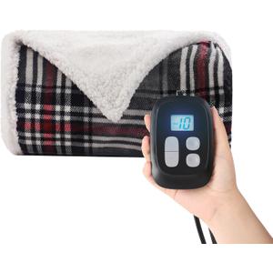 Heated Blanket Electric Blanket Full Size 72''x84'', Soft Flannel Heating Blanket with 12 Hour Auto Off - 10 Heat Settings - Machine Washable - Gray & Red (04 - Grey&red)