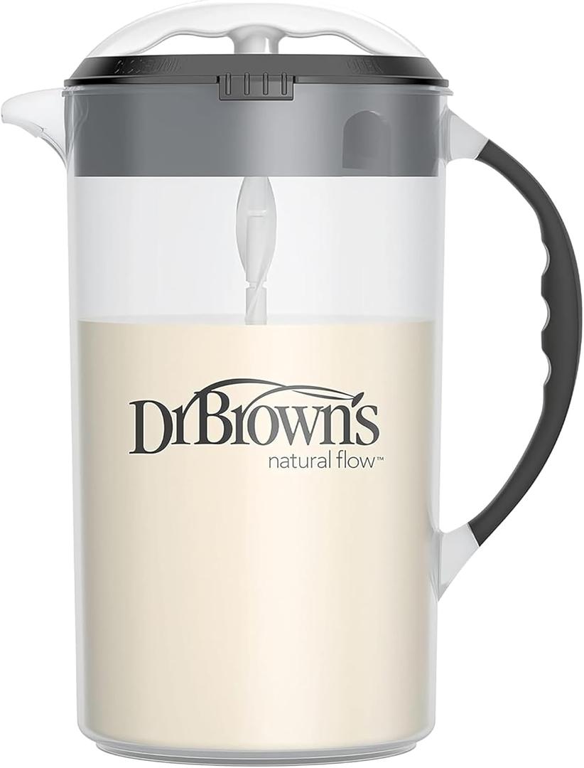 Dr. Brown's Baby Formula Mixing Pitcher with Adjustable Stopper, Locking Lid & No Drip Spout, Black, BPA Free, 36oz