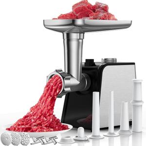 3200W MAX Electric Meat Grinder & Sausage Stuffer - Heavy Duty Mincer Machine with 2 Blade And 3 Plates, 3 Tubes & Kubbe Kit for Home