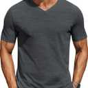 COOFANDY Men's T Shirts Short Sleeve Classic V Neck T-Shirt Casual Summer Basic Tee Shirt A-Black Size XL