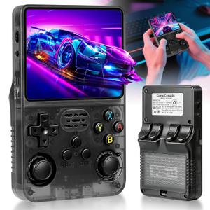 LKOHJF R36S Retro Gaming Console with 3.5-in IPS HD Screen, Handheld Game Console Built-in 18000+ Classic Game, Video Game Console with 64GB Memory, Retro Game Consoles Ultra-Long Standby Time (Black)