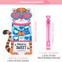 Valentines Day Gifts for Kids, 32 Pack Mini Bubble Wands with Valentines Animal Themes Greeting Cards for Kids, Valentine's Day School Prize Party Favor, Classroom Exchange Gift Set