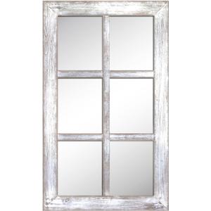 Barnyard Designs 24x40 Windowpane Wood Farmhouse Wall Mirror, Large Rustic 6 Pane Rectangle Window Frame Vintage Decor, Entryway Hallway Mirror (Whitewash)