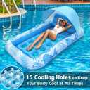 [2025 New Upgraded] Pool Floats Adult - Inflatable Pool Float with Canopy, Pool Floats Adult Heavy Duty, Cooling Water Floaties with Backrest & Cup Holder for River Lake Floats Inflatable Pool Floatie