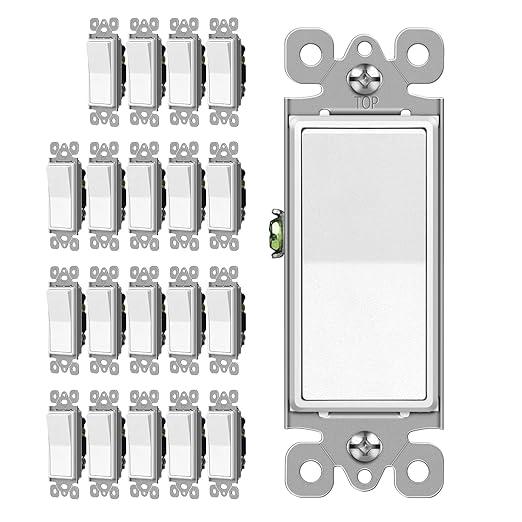 CML 3 Way Matte White Decorator Paddle Rocker Wall Light Switch, Single Pole or Three Way, 15A 120/277V, On/Off Interrupter, UL Listed, 20 Pack