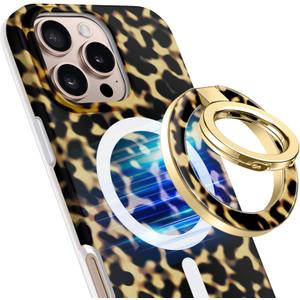 GVIEWIN Magnetic Phone Ring Holder, Compatible with MagSafe Phone Grip with Adjustable Stand, Magnet Phone Ring Kickstand for iPhone 17/16/15/14/13/12 Pro Max Plus Air/Other Phones (Tortoiseshell)