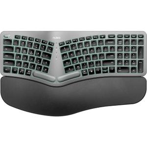 Nulea RT05 Wireless Ergonomic Keyboard, Split Keyboard with Wrist Rest, USB-C Charging, 7-Color Backlight, Natural Typing, Bluetooth and USB Connectivity, Compatible with Windows,Mac (Silver)