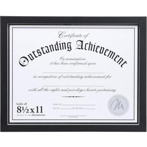Malden International Designs Wooden Document Frame, 8.5x11, Black