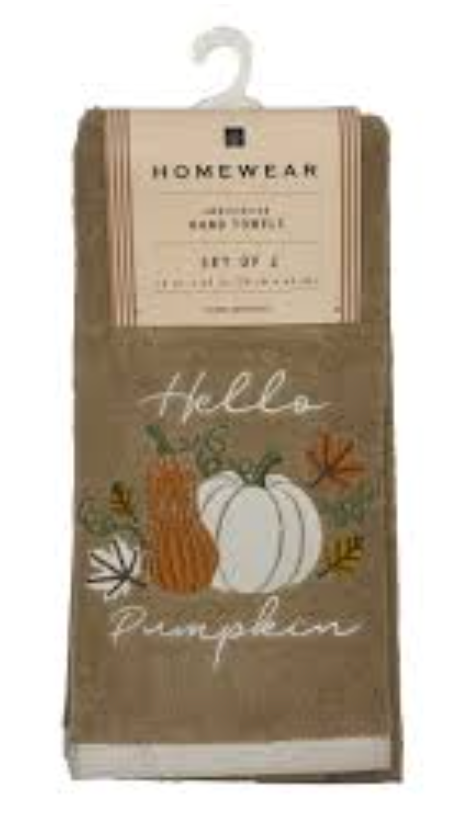 Homewear Embroidered Hand Towels - Hello Pumpkin, Pack Of 6