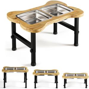 Elevated Dog Bowls - Adjustable Height Dog Bowl Stand for Dogs Up to 75lb - 3 Height Options - 2 Stainless Steel Dog Bowls with Stand - Raised Pet Bowl Stand - Pet Feeding Station
