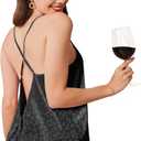 Ekouaer Womens Satin Pajama Set, Backless Cami Top and Shorts Soft Pjs Set for Lounging or Sleepwear (Black) 2XL