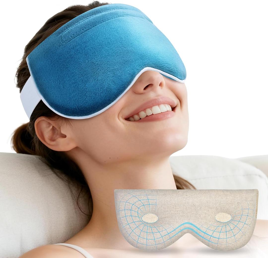 Hilph Microwavable Heated Eye Mask with 3D Contoured - Large, Zero-Pressure Design for Dry Eyes, Moist Heat Warm Eey Compress to Relieve Stye, Fatigue, Migraine, Perfect for Sleeping & Meditation
