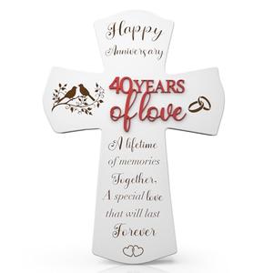 40th Anniversary Wedding Gifts for wife husband, Religious Cross Gifts for women men,40 year Romantic Anniversary Marriage Gift for Her,Him,Couple,Parents,Friends,Wedding Anniversary Decorations
