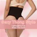 Thong Shapewear Tummy Control, High Waist Underwear Panties Super Comfort Womens Thong Underwear (Black, S)