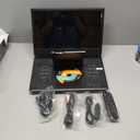 POFOTO 15.7" Portable DVD Player with 14.1" HD Swivel Screen, 6-Hour Rechargeable Battery, Dual Speakers, USB/SD/TV Sync, Supports Multiple Disc Formats, Black [Not Support Blu-Ray]