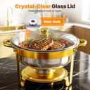 ALSO GO Chafing Dish for Buffet, 7QT 4 Pack Gold Round Chafing Dish Set with Glass Lid, Stainless Steel Serving Tray, Water Pan, Stand, Fuel Holder, Food Warmer for Party, Gathering, Banquet, Wedding