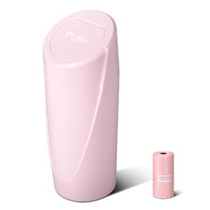 Pink Mini Leakproof Vehicle Trash Bin with Lid - Garbage Can for Car Cup Holder - 20pcs Trash Bags - Car Organizers and Storage for Front Back Seat Accessories