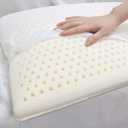 Natural Latex Pillow Standard Size Soft Pillow with Organic Pillowcase and Removable Outer Covering Helps Relieve Pressure for Back, Stomach, Bed Sleeping