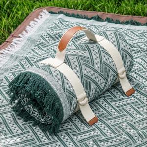 Genovega 2 in 1 Extra Large 80"* 80" Rug Picnic Waterproof Outdoor Beach Blanket Foldable Camping Mat Summer Camp Equipment HoneymoonStuff Hawaii Essentials Hunting Accessories Car Set Women Gifts (Green)