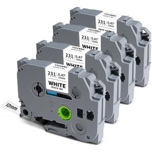 Tze Label Maker Refill Tz-231 Compatible for Brother Ptouch Tze-231 Tze231 12mm 0.47 Laminated White Tape 1/2 Inch Tz Tape for P Touch PT-D210 PT-H110 PT-D220 PT-D400 PT-H111 PT-D410, 4 Pack (Black on White) Tze Label Maker Refill Tz-231 Compatible for Brother Ptouch Tze-231 Tze231 12mm 0.47 Laminated White Tape 1/2 Inch Tz Tape for P Touch PT-D210 PT-H110 PT-D220 PT-D400 PT-H111 PT-D410, 4 Pack (Black on White)