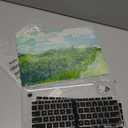 LanBaiLan Compatible for New MacBook Air 13 inch 2020 2019 2018 Release A2337 M1 A2179 A1932 Retina Display with Touch ID Plastic Leather Texture Protective Case & Keyboard Cover, Green Flower