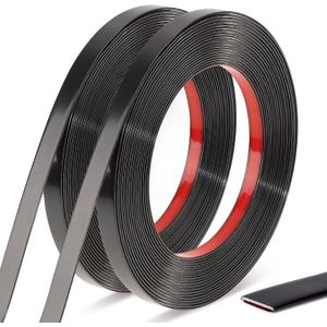 Black Trim Peel and Stick 0.4'' W  394''L Total Strip Tape, 2 Rolls Self-Adhesive Molding Trim Tape for Mirror Frame Border Walls Cabinet Tile Decorative