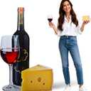 Leinuosen 5ft Cheese & Red Wine Cardboard Stand-up Cutout Life Size Cocktail Wine Theme Party Decoration Backdrop Photo Prop Booth Stand-up for Birthday Bachelorette Wedding Party Decor