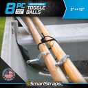 SmartStraps Adjustable Toggle Ball Bungee Cord, Adjust Tension And Length From 2-12 Great To Keep In Your Car, Boat And Workshop (pack of 8)