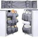 56 In x 12 In 12 Pockets Mini Fridge Organizer, Dorm Room Essentials for College Students Girls/ Boys, Dorm and Office Over the Fridge Caddy Organizer, Mini Fridge Accessories，Mini Fridge Caddy (Gray)