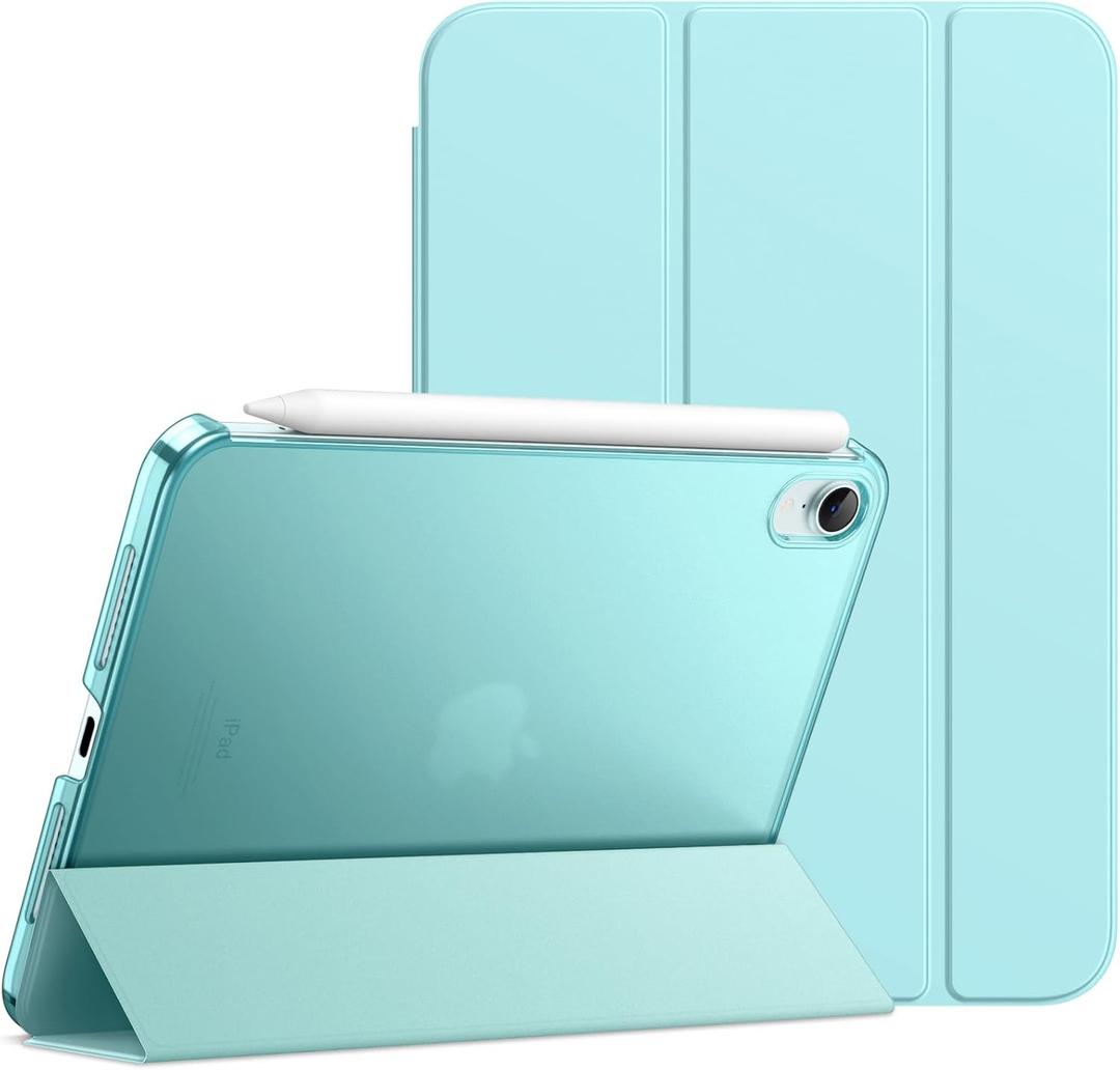 JETech Case for iPad mini (A17 Pro, 2024 Model, 7th Generation) / mini 6 (2021 Model, 6th Generation), Slim Stand Hard Back Shell Smart Cover with Auto Wake/Sleep (Blue)