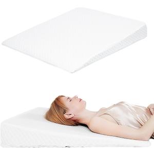 Wedge Pillow, Bed Wedge Pillows for Sleeping, Snoring, Back Support, After Surgery, Foam Triangle Pillow, Removable Washable Cover, 5in/White