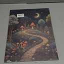 QICLM Mystical Fairy Forest Mushroom Wall Art, Fairy Wall Decor, Fantasy Starry Night Garden Botanical Canvas Wall Art Poster for Nursery Kids Room Playroom Decor, Beautiful 11x14 Inch Framed