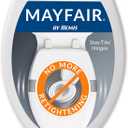 Mayfair Collins Slow Close Toilet Seat, Durable Plastic Seat with Extra Stability Bumpers and Secure Hinges, Made in USA, Elongated, White