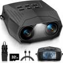 Night Vision Goggles, Night Vision Binoculars for Adults, 5000mAh Rechargeable Infrared Binoculars with 3'' Large Screen, 10X Digital Zoom External Flashlight for Camping (Black)