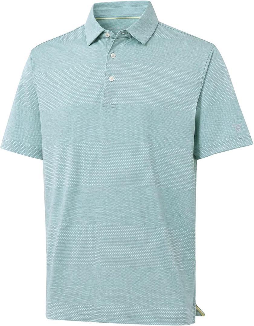 M MAELREG Mens Polo Shirts Short Sleeve Dry Fit Jacquard Performance Moisture Wicking Casual Pocket Golf Shirts for Men (Green, M)