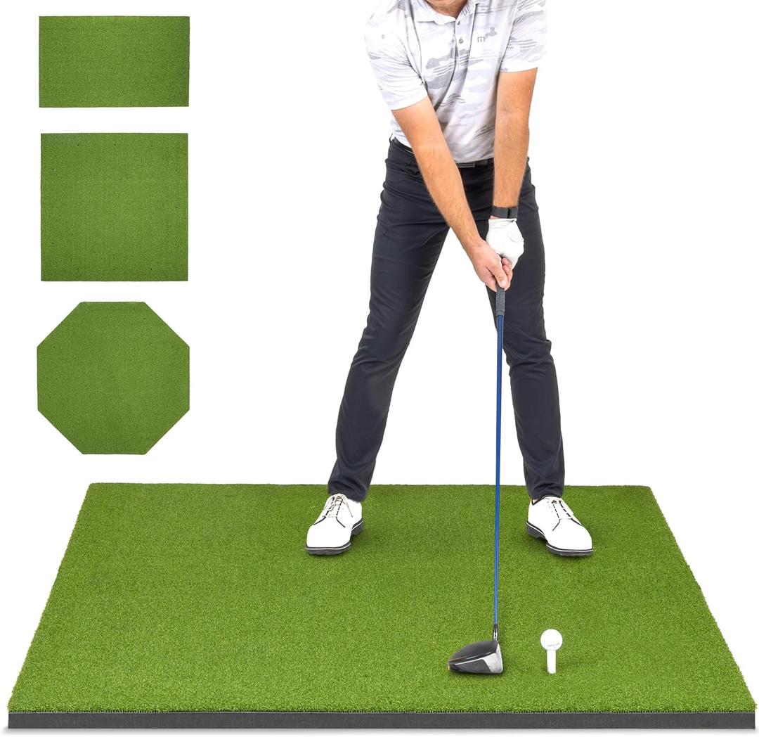 GoSports Elite Golf Hitting Mat for Indoor and Outdoor Practice - Withstands About 150,000 Shots - Heavy-Duty Turf Driving Range Mats Works with Golf Simulators - Includes 3 tees - Choose Your Size