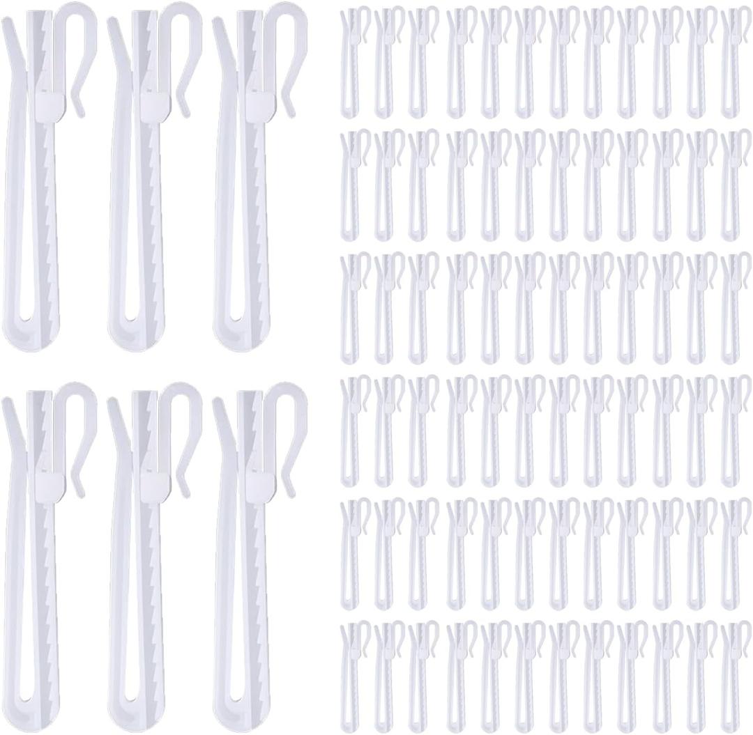 80 Pcs Plastic Curtain Hooks, Adjustable Pinch Pleat Hooks, Ratchet System Pinch Pleat Curtain Hooks for Window Curtain, Door Curtain and Shower Curtain (85mm/3.35inch)
