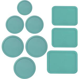Replacement Lids for Pyrex Glass Food Storage Containers Rectangular (1) 1-Cup (2) 2-Cup (2) 4-Cup (1) 7-Cup (2) 3-Cup (1) 6-Cup Round Rectangle (Turquoise) (TURQOISE)