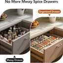 Adjustable 3-Tier Drawer Spice Organizer – Thick Plastic, Non-Slip, Fits 11"-22" Kitchen Drawers, Includes Labels & Funnel (No Jars)